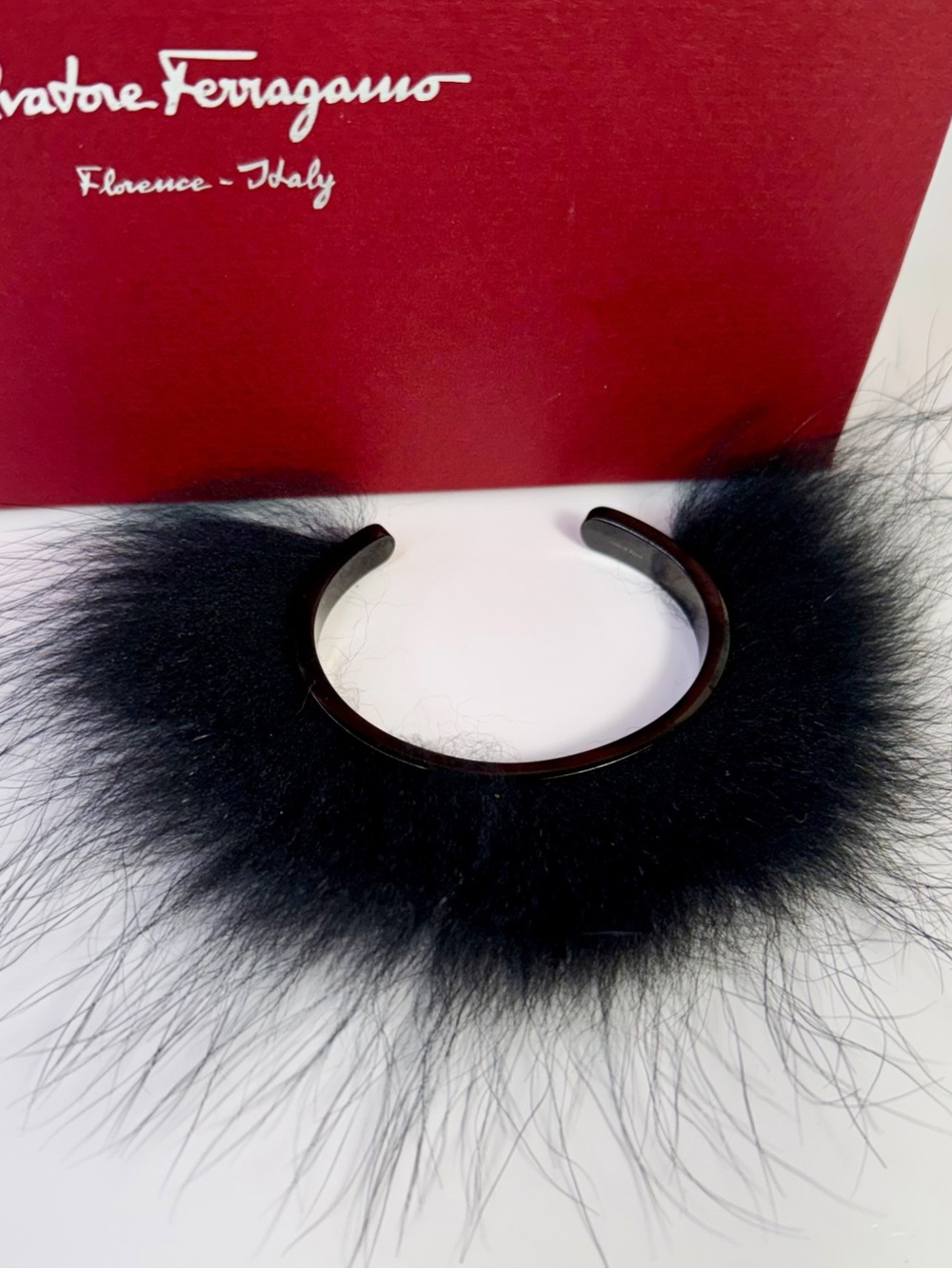 Salvatore Ferragamo Pelliccia Raccoon Fur Cuff Bracelet